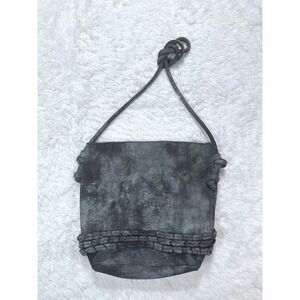 MONSERAT DE LUCCA Black/Gray Textured Shoulder‎ Bag Knot Detail Chic Small